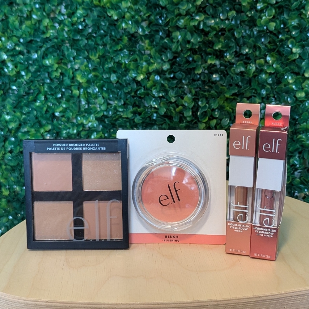 4X ELF Cosmetics Bronzer Palette, Blushing Blush, Liquid Metallic Eyesha…